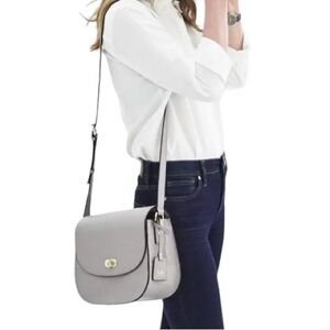 🆕 LO & SONS Claremont Flap Shoulder Bag  Crossbody Grey Leather